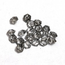 Natural black rutile quartz 4x4mm hexagon cut 0.28 cts